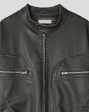 Gross cut washed leather jacket