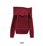 Kishi Ribbed Slit Off-Shoulder Knit