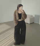 Two-Way Thick Brushed Cut Jogger Wide Banding Pants