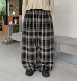 [BAONHAUS] Kenidi Check Banding Wide Pants