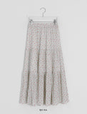 Honil Flower Shirring Banding Long Skirt