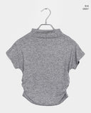 Horin Shirring Half Turtleneck Short Sleeve T-Shirt