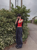 [U-DENIM/Planning Products] Summer Pintuck Wide Cargo Denim Pants
