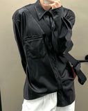 Pocket Detail Overfit Leather Shirt