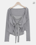 Mevni Dot Sleeveless Cardigan Set