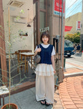 [BAONHAUS] Simbs Linen Tiered Frill Banding Skirt Pants