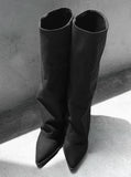 1157 Linen Stiletto Warmer Long Boots (5cm)