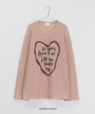 [unisex] Poneki heart printing mesh over knit tee