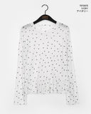 Tapin Dot Layered Frill Ribbed Long Sleeve T-Shirt