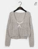 [Wool 10/SET] Hea Lace V-neck Ribbed Sleeveless Knit Cardigan Set