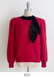 Nael Velvet Tie Pearl Puff Knit