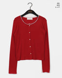 Nib chiffon lace knit cardigan
