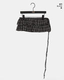 Jetso Layered Checkered Micro Mini Skirt Belt