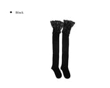 Pokin Lace Ribbed Knee-Long Socks