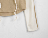 Kibe color matching two-tone tape strap long-sleeved T-shirt