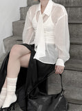 Lucy Tie See-Through Blouse