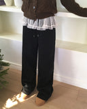 [Fleece Lining] Koha Chiffon Lace Layered Two-Way Sweatpants