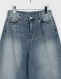 Lauming washing ankle length wide denim pants