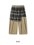 Plaid Check Layered Cotton Pants
