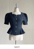 Cloa Heartneck Puff Peplum Jacket Blouse