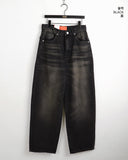 Chiba vintage cat washed long wide denim pants