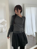 Rhythm Diagonal Unbalanced Button Hood Long Sleeve T-shirt