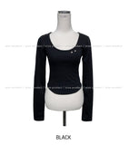 Dart incision u-neck long sleeves