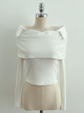Bella Shirt Color Matching Layered Off-Shoulder T-shirt