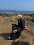 S/S Deep Black Big Pocket Nylon Balloon Pants