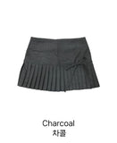 Ribbon Pleated Mini Skirt