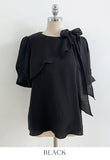 Love It Tie Diagonal Frill Puff Blouse