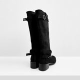 Demin Belt Suede Boots