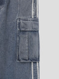 Two-line washing cargo denim pants