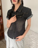 Rad slim fit pocket washed denim shirt