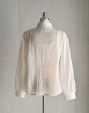 Shearling Frill Pearl Collar Blouse