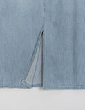 Hureun Summer String Washed Denim Slit Long Skirt