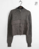 Disz Incision Suede Color Matching Two-Way Knit Zip-Up