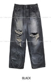 Boosting tie-die damage wide denim pants