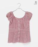 [Bag set] Rufus check cap sleeve shirring blouse