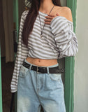 Dewey stripe off-shoulder long sleeves
