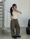 Leca Adjust Pintuck Balloon Nylon Pants