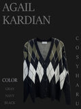 Modern argyle cardigan