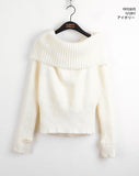 Palms Button Warmer Ribbed Off Shoulder Knit