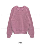 [Wool 20%] Dobby Line Alpaca Round Knit