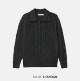 Orchid wool collar long cardigan