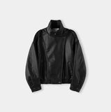Zadon High-Neck Overs Fit Leather Jacket