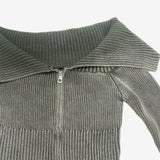 Beckyan Off-Shoulder Two-Way Knit Zip-up