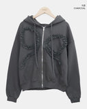Binon Ribbon Frill Hood Zip-Up