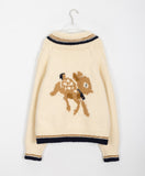 Ittim deer wool knit zip-up cardigan