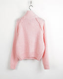 Saino Boucle Terry Slit Long Sleeve Half Zip-Up Knit